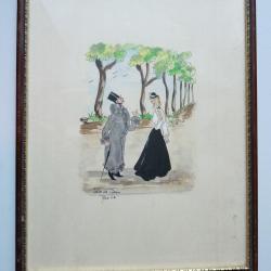 Dessin Valse de Paris signé ROS Dandy 1952