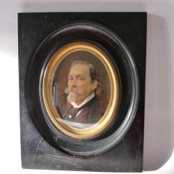 Peinture miniature portrait d'homme E.R. tableaux antiquités