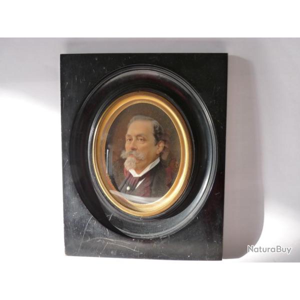 Peinture miniature portrait d'homme E.R. tableaux antiquit�s