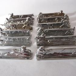 12 Porte-couteaux Chasseur Pêcheur Paysans Art déco