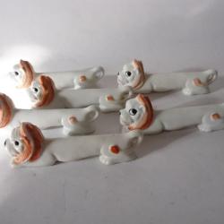 6 Porte-couteaux porcelaine Lion