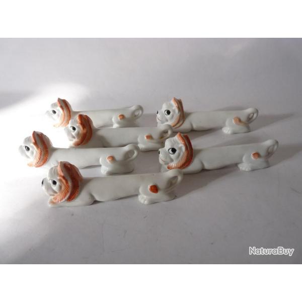 6 Porte-couteaux porcelaine Lion
