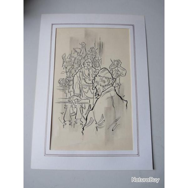 Dessin � l'encre original Jean Leffel