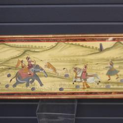 Peinture sur soie Chasse aux tigres Inde
