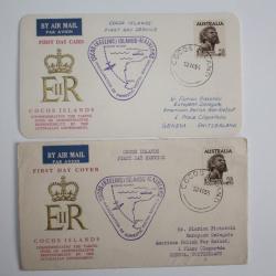 Enveloppe + CPA FDC Australian government Cocos Islands par avion 1955