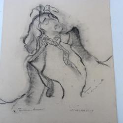 Dessin original (fusain) Arthur GREUELL Térésina dansant