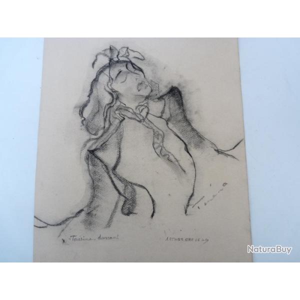 Dessin original (fusain) Arthur GREUELL T�r�sina dansant