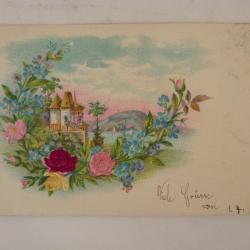 CPA Suisse fantaisie gaufrée et soie chateau