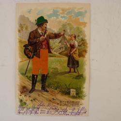 CPA Suisse fantaisie gaufrée et soie  campagne