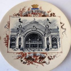 Assiette Sarreguemines Exposition Universelle 1900  Fils et Tissus