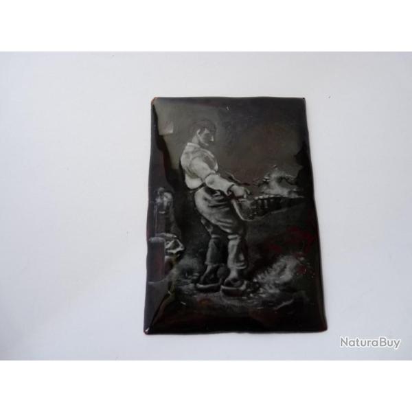 Peinture �maill� sur cuivre moissonneur vannant sont bl�