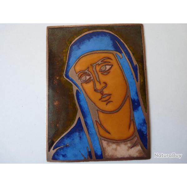 Peinture �maill� sur cuivre Vierge