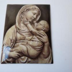 Peinture émaillé sur cuivre Vierge a l'enfant  V.H.Sauter Art deco