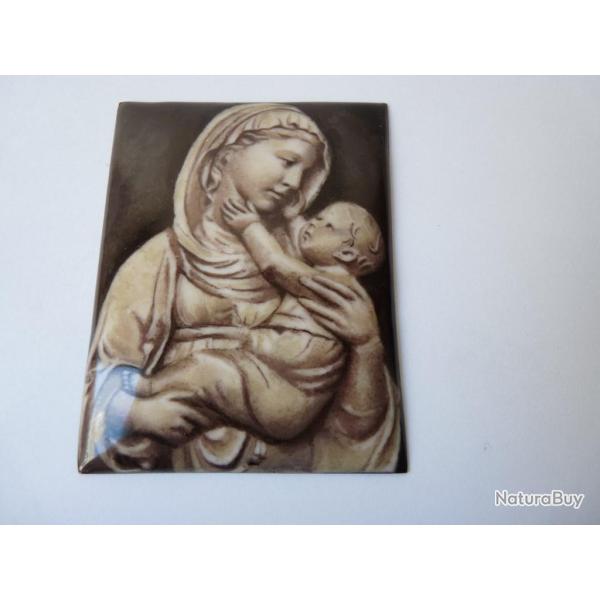Peinture �maill� sur cuivre Vierge a l'enfant  V.H.Sauter Art deco