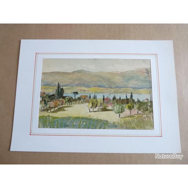 Aquarelle Bord du lac Lman
