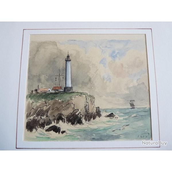 Aquarelle Bord du mer Phare