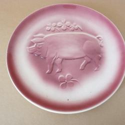 Assiette porte bonheur  Cochon  céramique de Nyon