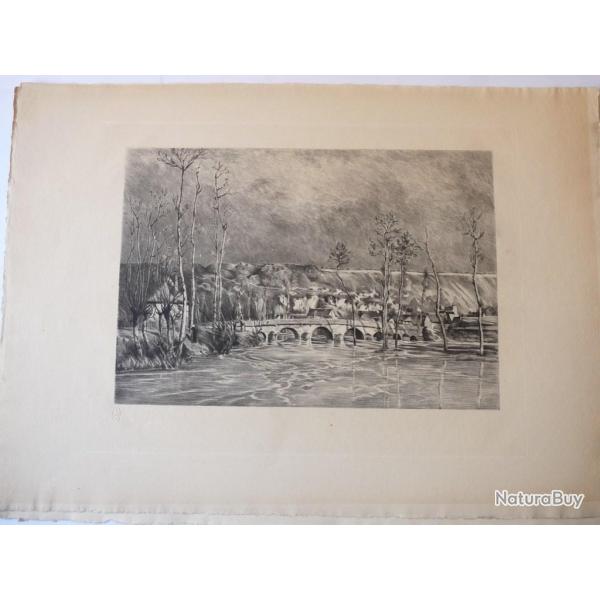 Gravure originale Pont
