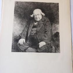 Gravure originale Léon BONNAT Portrait de M. Renan