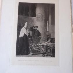 Gravure originale François de Borgia Isabelle De Portugal J.P. Laurens