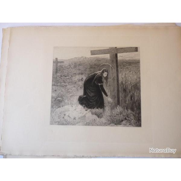 Gravure originale Benjamin DAMMAN Albert Lynch Une Sainte religion