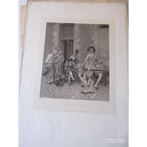 Gravure originale  Le Portrait Du Sergent  Meissonier  Guerre