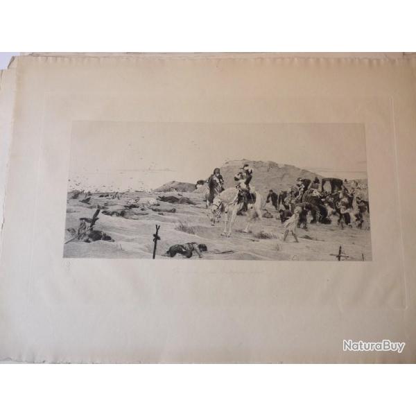 Gravure originale Champs de bataille d'aprs CATTEGRAIN guerre