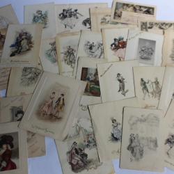 Lot de 28 anciennes Cartes de voeux gravées 1880 - 1915
