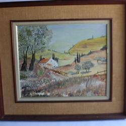Peinture huile sur toile Paysage vallonné