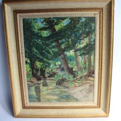 Peinture à l'huile BERTHOLIN 1957 Sous-bois