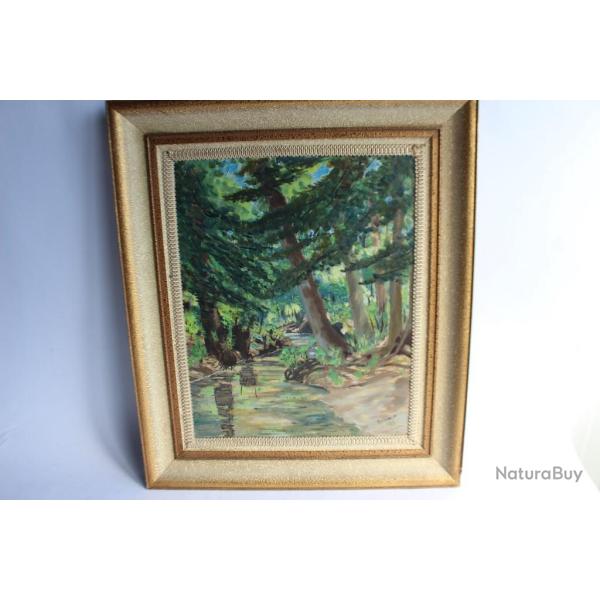 Peinture � l'huile BERTHOLIN 1957 Sous-bois