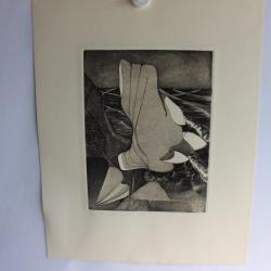 Gravure Deux vagues à marée basse Monty N°1/10 1985