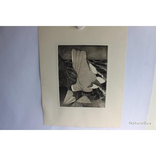 Gravure Deux vagues  mare basse Monty N1/10 1985