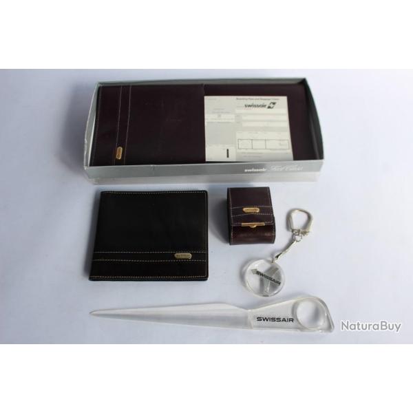 SWISSAIR aviation Lot objets m�daille jeu de cartes r�veil