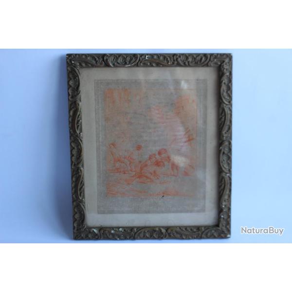 Gravure La fossette ou le jeu de noyaux Augustin de Saint-Aubin enfants