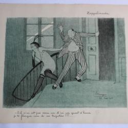 Gravure J. G. DOMERGUE Zeppelinade 1915 n° 195/550