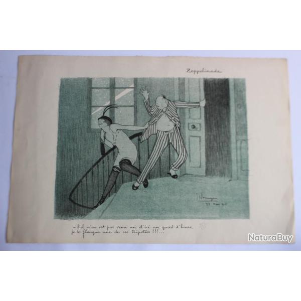 Gravure J. G. DOMERGUE Zeppelinade 1915 n 195/550