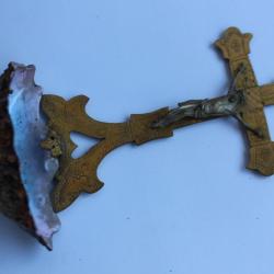 Bénitier ancien porcelaine laiton