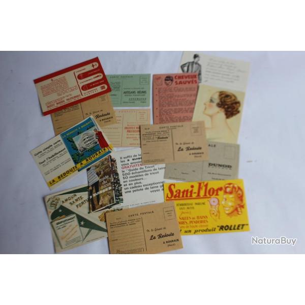 Lot 14 anciennes cartes publicitaires cartes postales