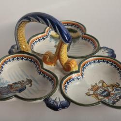 Plat mendiant fa&iuml;ence Henriot Quimper