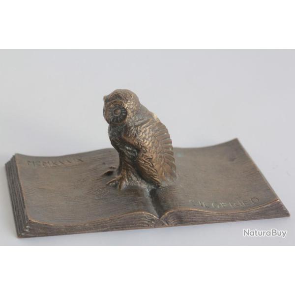 B�CHS Johannes-Franz Bronze Presse-Papier Chouette 1939 Siegfried