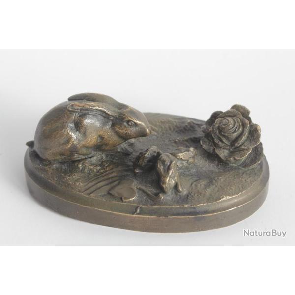Bronze Antoine Louis BARYE Lapin chou lapereaux