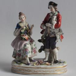 LUDWIGSBURG Sc&egrave;ne galante porcelaine XIXe si&egrave;cle Allemagne
