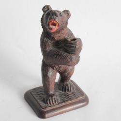 Porte crayon Ours bois sculpté Art populaire Forêt Noire