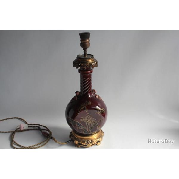 Pied de lampe c�ramique �maill�e Maison Gagneau Paris XIXe si�cle