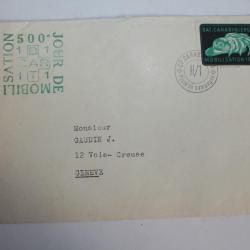 Enveloppe militaire avec vignette obl 500e jour de mobilisation 1940