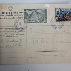 CPA militaire avec timbres militaire Suisse 1940