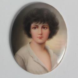 Franz WAGNER Peinture miniature Portrait femme sur porcelaine