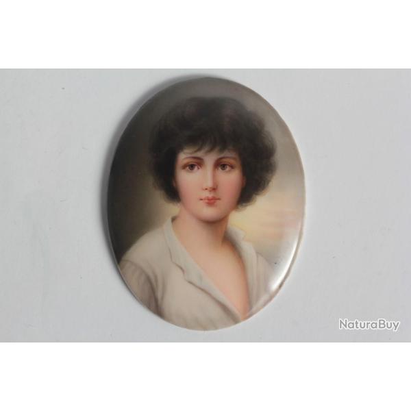 Franz WAGNER Peinture miniature Portrait femme sur porcelaine