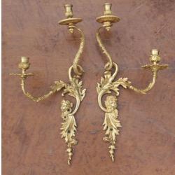 Paire d'appliques bronze doré Diane et Apollon